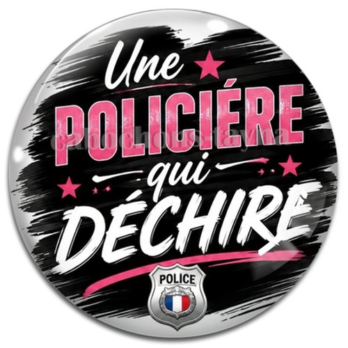 Cabochon une policière qui déchiree, résine ou verre rond différente taille