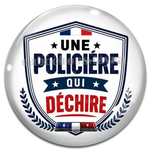 Cabochon une policière qui déchiree, résine ou verre rond différente taille