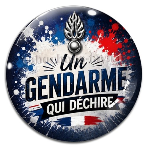 Cabochon un gendarme qui déchire, résine ou verre rond différente taille