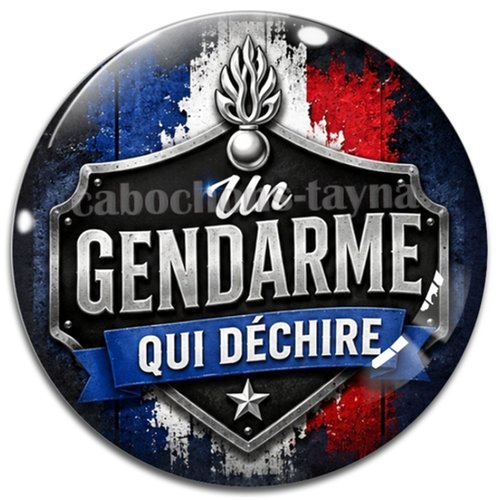 Cabochon un gendarme qui déchire, résine ou verre rond différente taille
