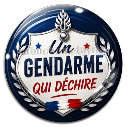 Cabochon un gendarme qui déchire, résine ou verre rond différente taille