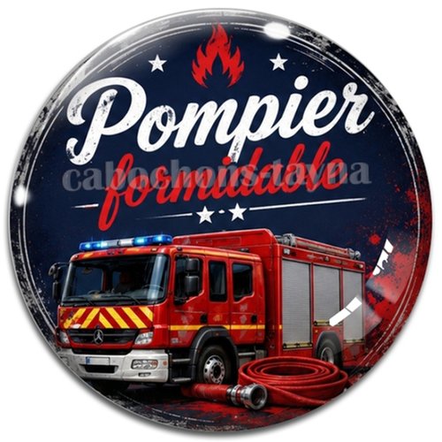 Cabochon un pompier formidable, résine ou verre rond différente taille