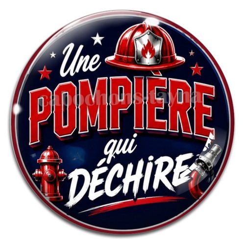 Cabochon une pompière qui déchire, pompier femme, résine ou verre rond différente taille