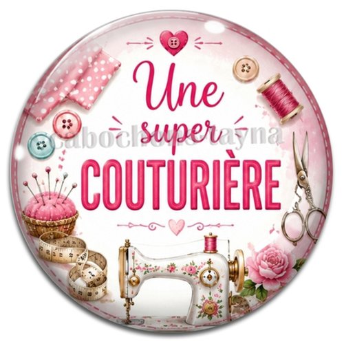 Cabochon une super couturière, résine ou verre rond différente taille