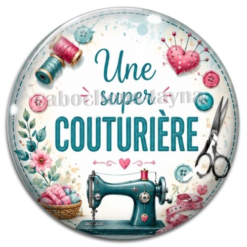 Cabochon une super couturière, résine ou verre rond différente taille