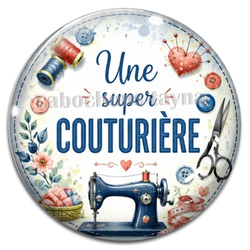 Cabochon une super couturière, résine ou verre rond différente taille