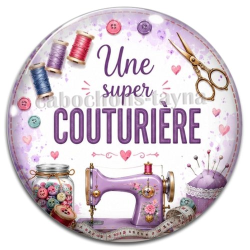 Cabochon une super couturière, résine ou verre rond différente taille