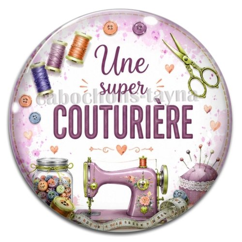 Cabochon une super couturière, résine ou verre rond différente taille
