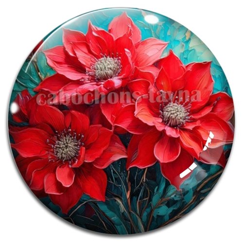 Cabochon fleurs, résine ou verre rond différente taille