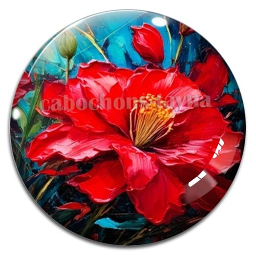 Cabochon fleurs, résine ou verre rond différente taille
