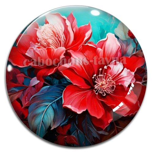Cabochon fleurs, résine ou verre rond différente taille