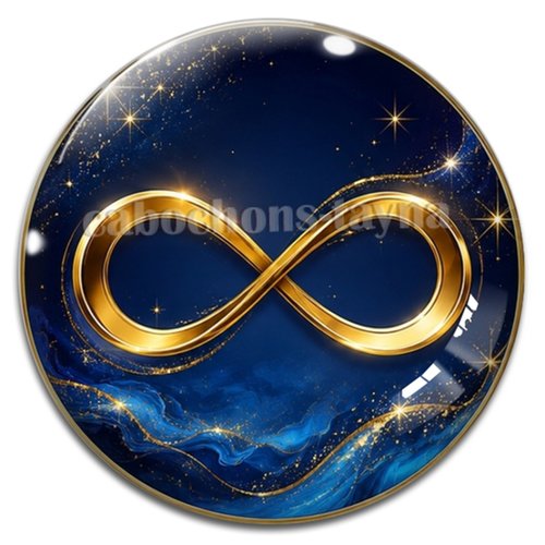 Cabochon signe infini , en résine ou en verre différente taille