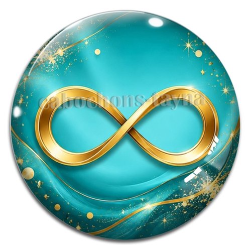Cabochon signe infini , en résine ou en verre différente taille