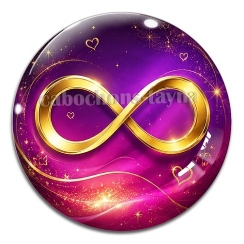 Cabochon signe infini , en résine ou en verre différente taille