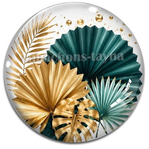 Cabochon feuille exotique, cabochon résine - ou verre rond différente taille