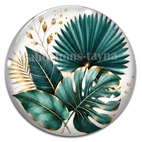 Cabochon feuille exotique, cabochon résine - ou verre rond différente taille
