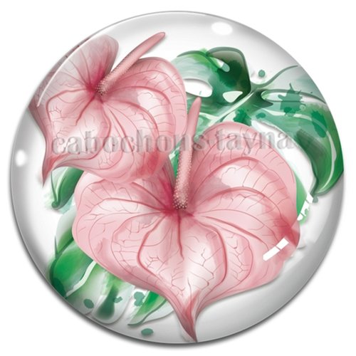 Cabochon feuille, cabochon résine - ou verre rond différente taille