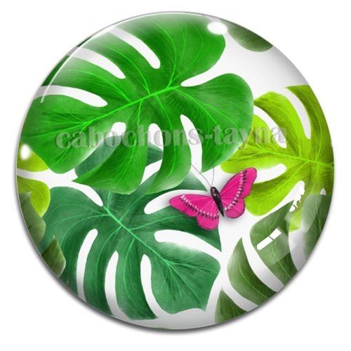 Cabochon feuille, cabochon résine - ou verre rond différente taille