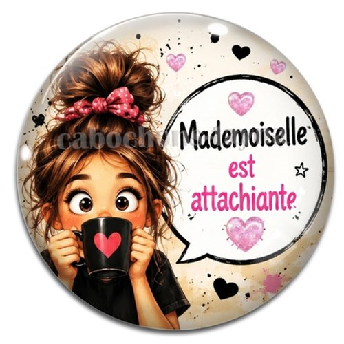 Cabochon mademoiselle est attachiante, résine ou verre rond différente taille
