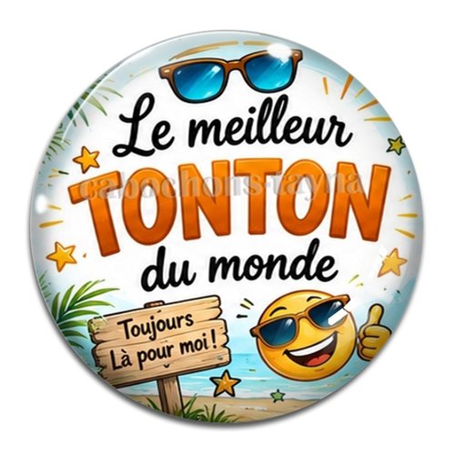 Cabochon le meilleur tonton du monde, résine ou verre rond différente taille