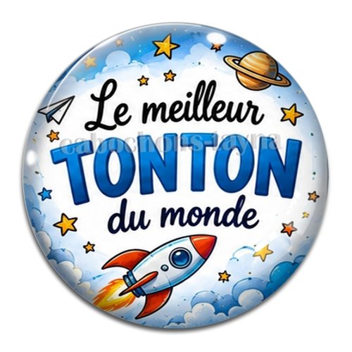 Cabochon le meilleur tonton du monde, résine ou verre rond différente taille