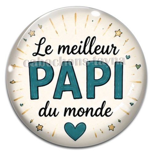 Cabochon le meilleur papi du monde, résine ou verre rond différente taille