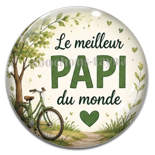 Cabochon le meilleur papi du monde, résine ou verre rond différente taille