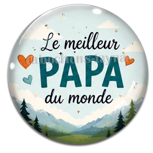 Cabochon le meilleur papa du monde, résine ou verre rond différente taille