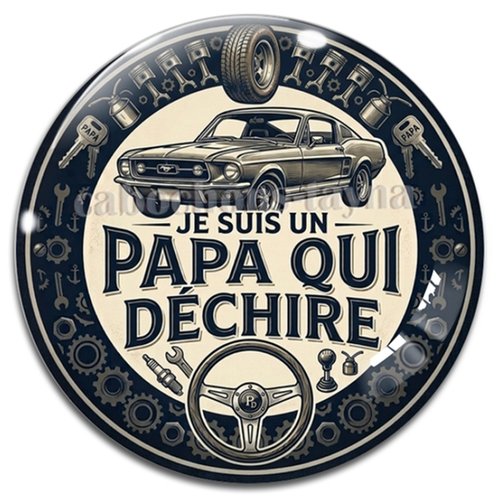Cabochon papa qui déchire, résine ou verre rond différente taille