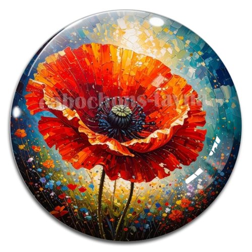 Cabochon coquelicot – résine ou verre – différentes tailles disponibles