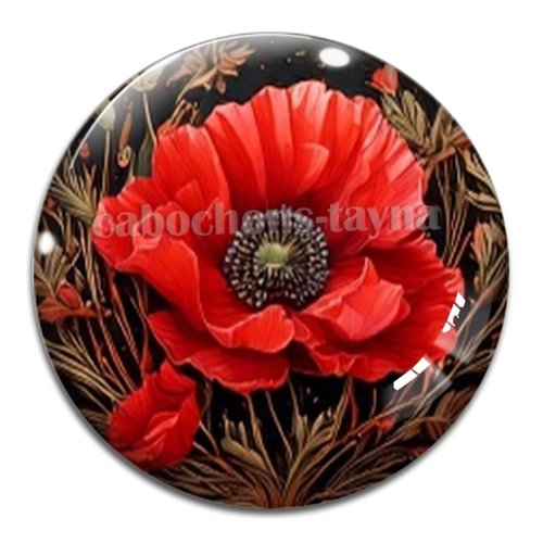 Cabochon coquelicot – résine ou verre – différentes tailles disponibles