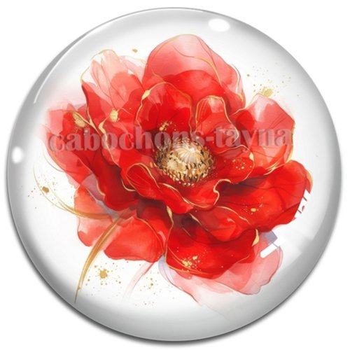 Cabochon coquelicot – résine ou verre – différentes tailles disponibles