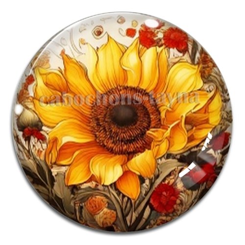 Cabochon tournesol – résine ou verre – différentes tailles disponibles