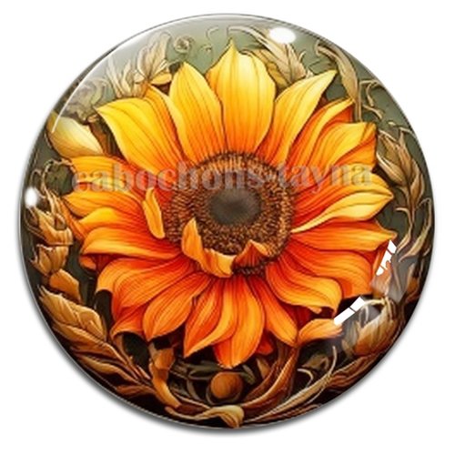 Cabochon tournesol – résine ou verre – différentes tailles disponibles