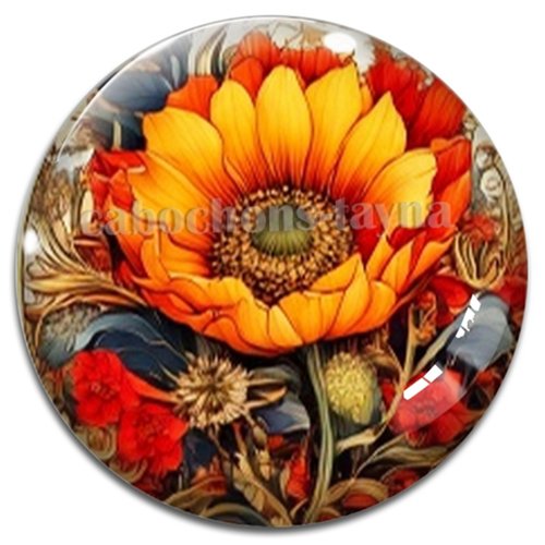 Cabochon tournesol – résine ou verre – différentes tailles disponibles