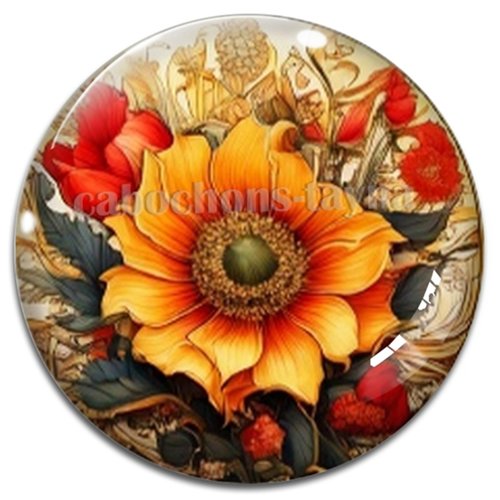 Cabochon tournesol – résine ou verre – différentes tailles disponibles