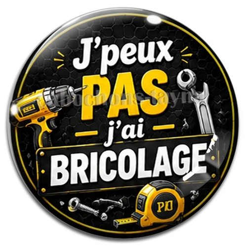 Cabochon j'peux pas j'ai bricolage – résine ou verre – différentes tailles disponibles