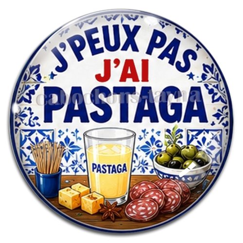 Cabochon j'peux pas j'ai pastaga – résine ou verre – différentes tailles disponibles