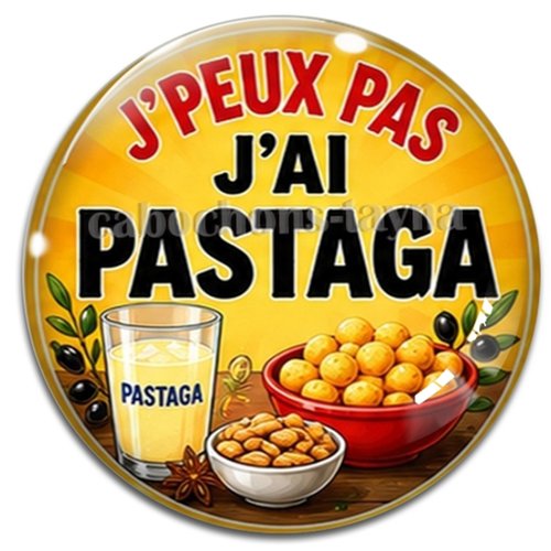 Cabochon j'peux pas j'ai pastaga – résine ou verre – différentes tailles disponibles