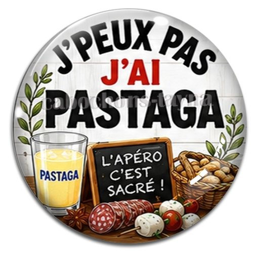 Cabochon j'peux pas j'ai pastaga – résine ou verre – différentes tailles disponibles
