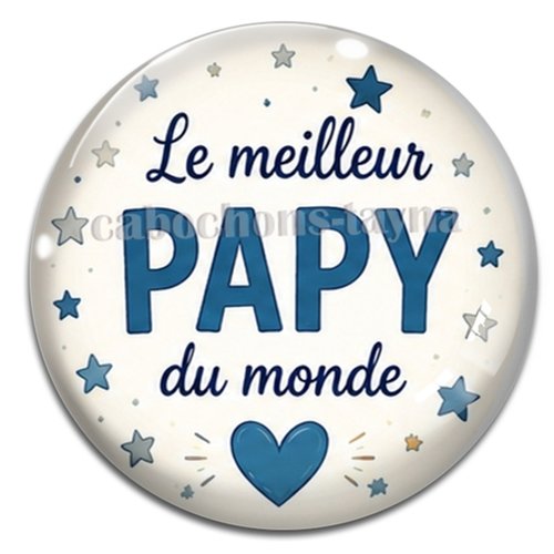 Cabochon le meilleur papy du monde, résine ou verre rond différente taille
