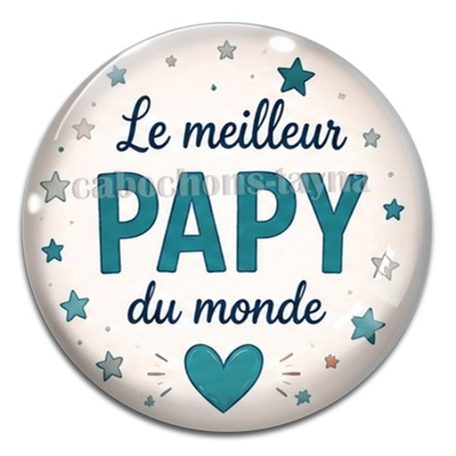 Cabochon le meilleur papy du monde, résine ou verre rond différente taille