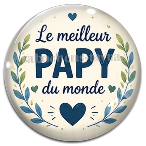 Cabochon le meilleur papy du monde, résine ou verre rond différente taille