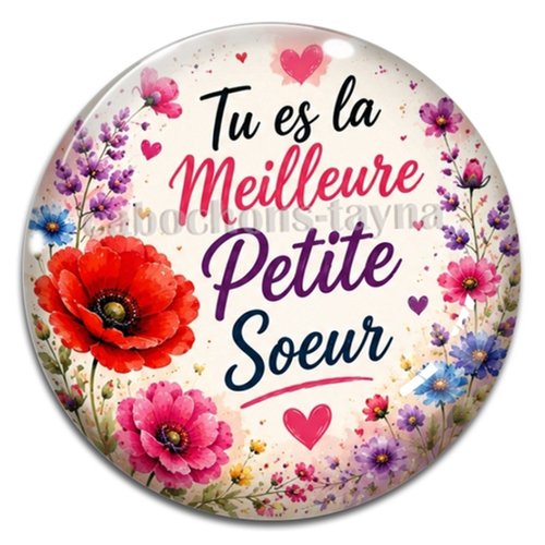 Cabochon tu es la meilleure petite soeure, résine ou verre rond différente taille