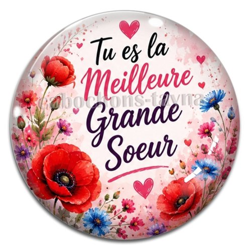 Cabochon tu es la meilleure grande soeur, résine ou verre rond différente taille