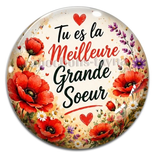 Cabochon tu es la meilleure grande soeur, résine ou verre rond différente taille