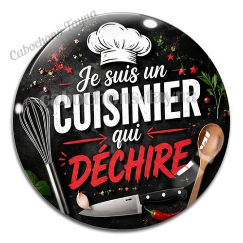 Cabochon je suis un cuisinier qui déchire, résine ou verre rond différente taille