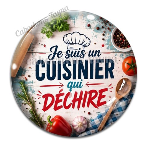Cabochon je suis un cuisinier qui déchire, résine ou verre rond différente taille