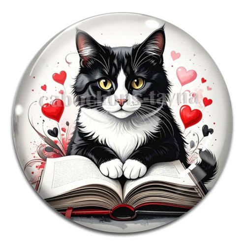 Cabochon chat, résine ou verre rond différente taille