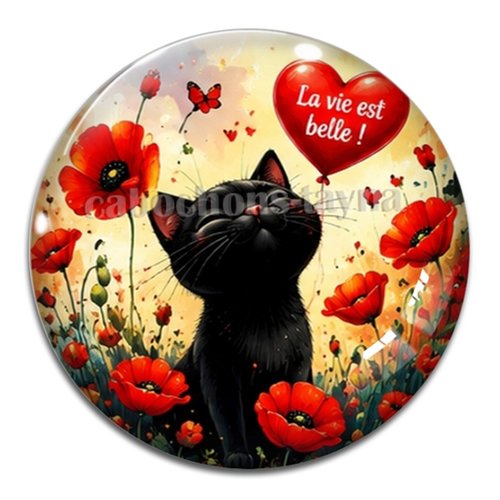 Cabochon chat, résine ou verre rond différente taille